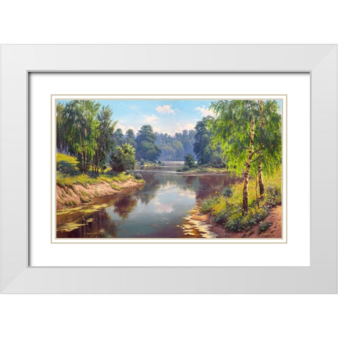 Forest freshness White Modern Wood Framed Art Print with Double Matting by Prishchepa, Igor