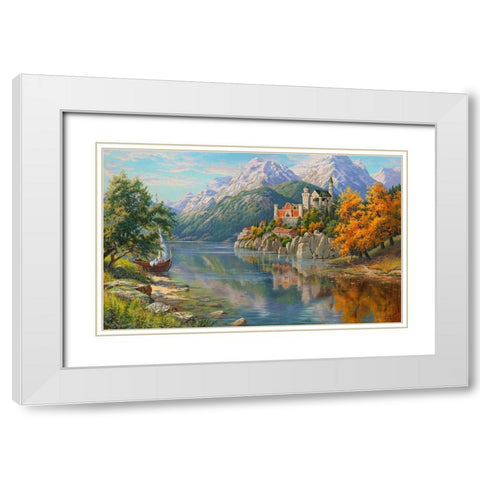 Castle by the river White Modern Wood Framed Art Print with Double Matting by Prishchepa, Igor