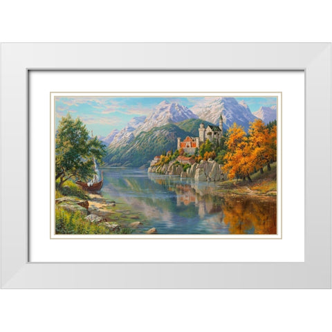 Castle by the river White Modern Wood Framed Art Print with Double Matting by Prishchepa, Igor