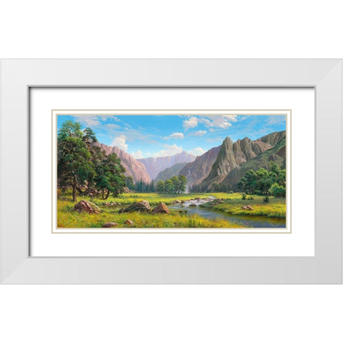 Mountain idyll White Modern Wood Framed Art Print with Double Matting by Prishchepa, Igor