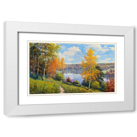 Autumn day White Modern Wood Framed Art Print with Double Matting by Prishchepa, Igor
