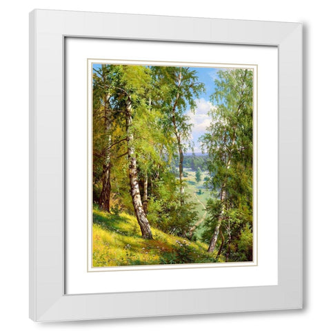 Birch in the forest White Modern Wood Framed Art Print with Double Matting by Prishchepa, Igor