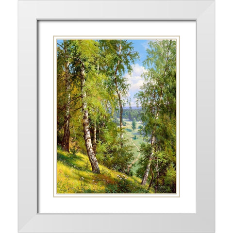 Birch in the forest White Modern Wood Framed Art Print with Double Matting by Prishchepa, Igor