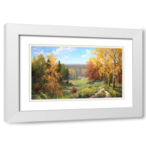 Belated summer White Modern Wood Framed Art Print with Double Matting by Prishchepa, Igor