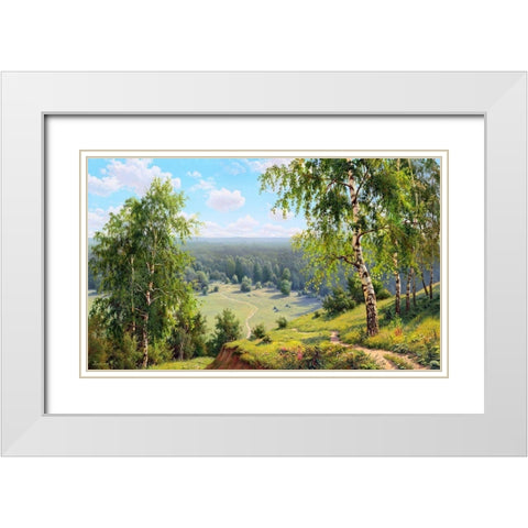 Birch valley White Modern Wood Framed Art Print with Double Matting by Prishchepa, Igor