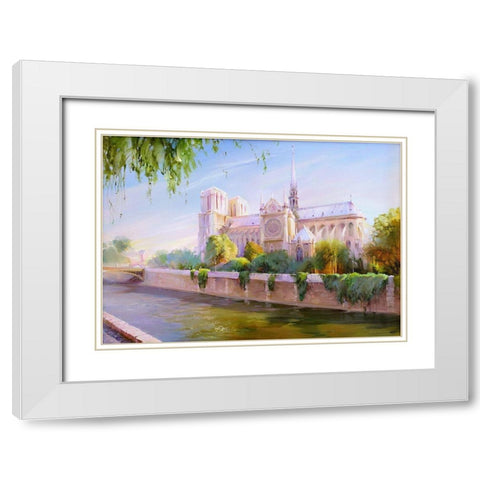 Parisian morning White Modern Wood Framed Art Print with Double Matting by Romanov, Roman