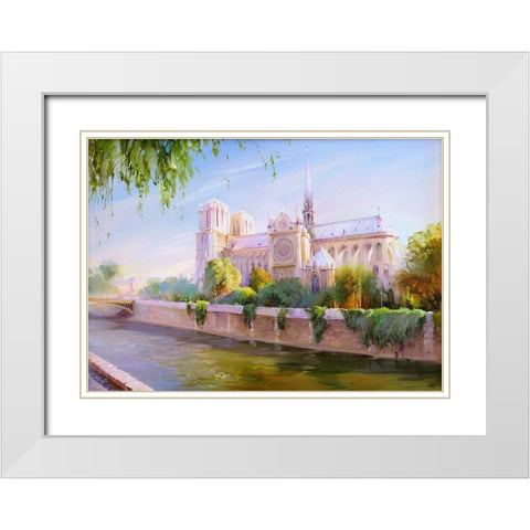 Parisian morning White Modern Wood Framed Art Print with Double Matting by Romanov, Roman