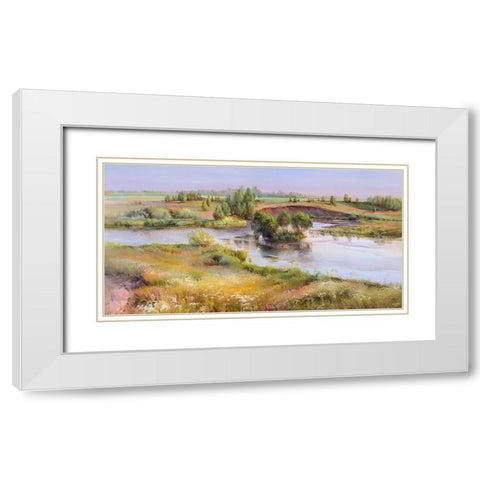 Afternoon White Modern Wood Framed Art Print with Double Matting by Romanov, Roman