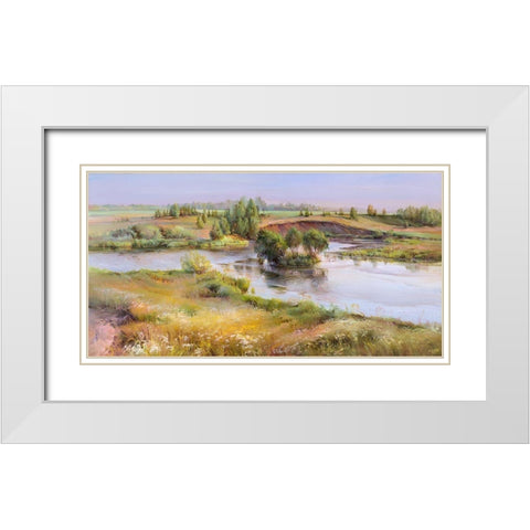 Afternoon White Modern Wood Framed Art Print with Double Matting by Romanov, Roman