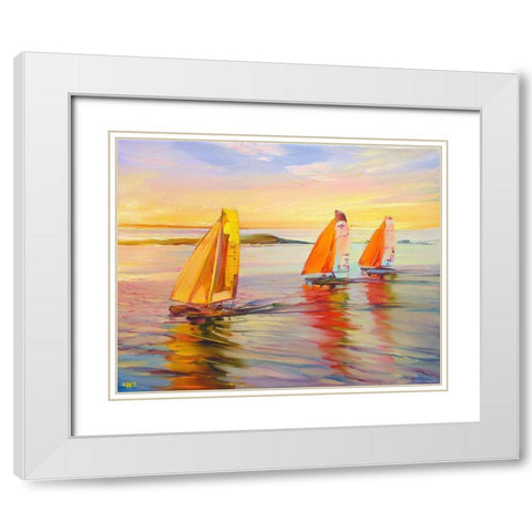 Homeward White Modern Wood Framed Art Print with Double Matting by Romanov, Roman