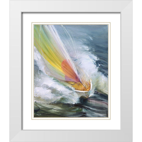 Regatta White Modern Wood Framed Art Print with Double Matting by Romanov, Roman