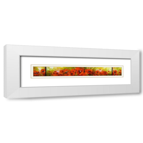 Poppies (Triptych) White Modern Wood Framed Art Print with Double Matting by Romanov, Roman