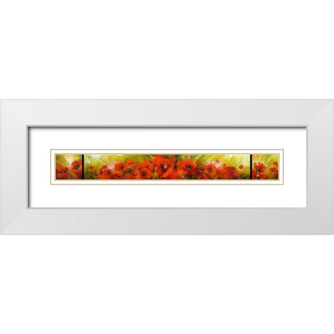 Poppies (Triptych) White Modern Wood Framed Art Print with Double Matting by Romanov, Roman