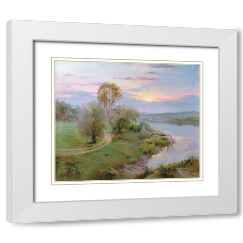 Motherland White Modern Wood Framed Art Print with Double Matting by Romanov, Roman