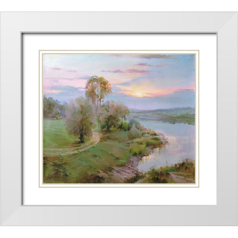 Motherland White Modern Wood Framed Art Print with Double Matting by Romanov, Roman