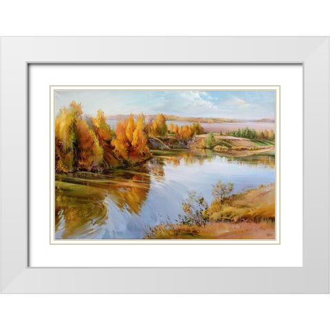 Autumn palette White Modern Wood Framed Art Print with Double Matting by Romanov, Roman