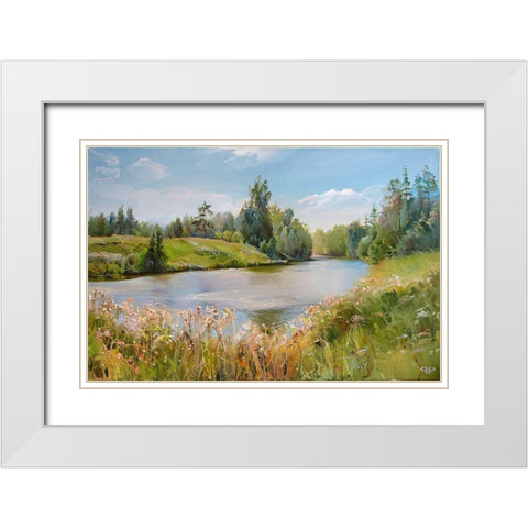 July White Modern Wood Framed Art Print with Double Matting by Romanov, Roman