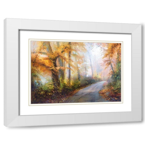 Road to the forest White Modern Wood Framed Art Print with Double Matting by Romanov, Roman