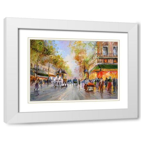 Cafe - Paix White Modern Wood Framed Art Print with Double Matting by Romanov, Roman