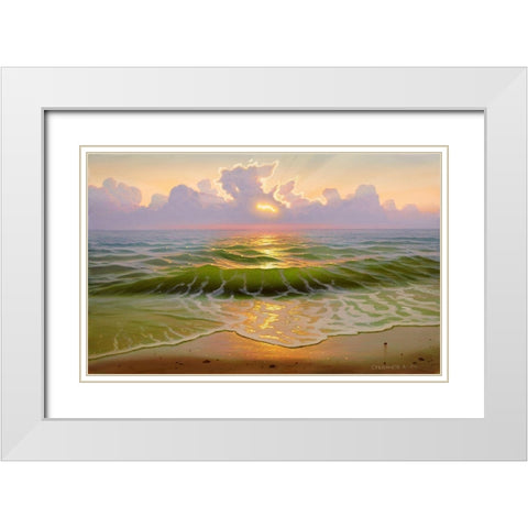 Mysterious sunset White Modern Wood Framed Art Print with Double Matting by Stepanov, Alexander