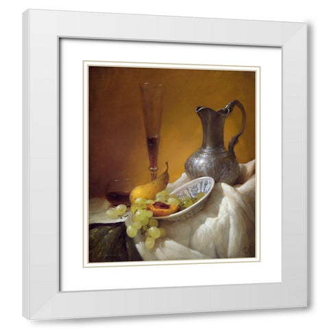 Still-life with a glass White Modern Wood Framed Art Print with Double Matting by Sevryukov, Dmitry