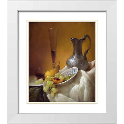 Still-life with a glass White Modern Wood Framed Art Print with Double Matting by Sevryukov, Dmitry