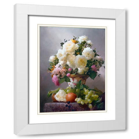 Bouquet White Modern Wood Framed Art Print with Double Matting by Sevryukov, Dmitry