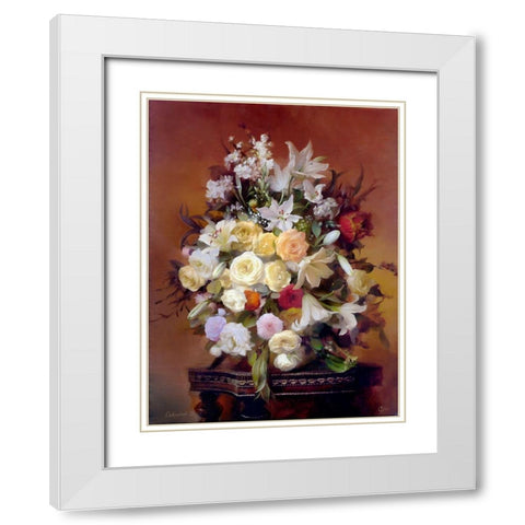 Bouquet with lilies White Modern Wood Framed Art Print with Double Matting by Sevryukov, Dmitry