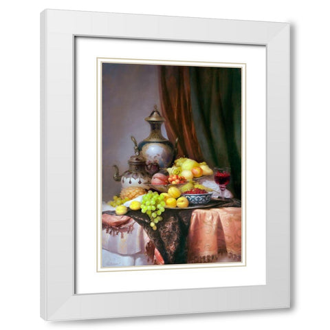 Still-life with Chinese teapot White Modern Wood Framed Art Print with Double Matting by Sevryukov, Dmitry