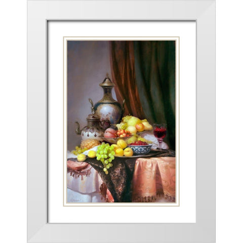 Still-life with Chinese teapot White Modern Wood Framed Art Print with Double Matting by Sevryukov, Dmitry