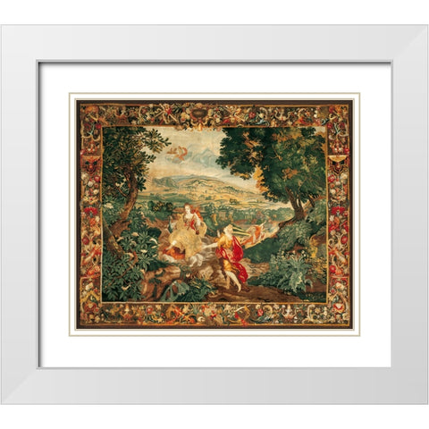 Flemish tapestry White Modern Wood Framed Art Print with Double Matting by Anonymous 17Th C.