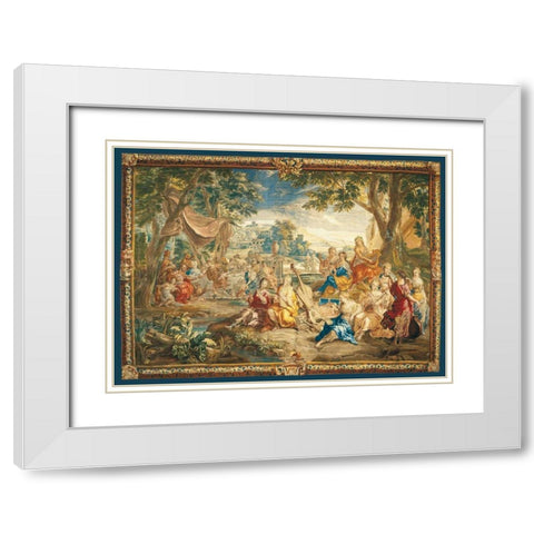 Brussels Tapestry White Modern Wood Framed Art Print with Double Matting by Anonymous