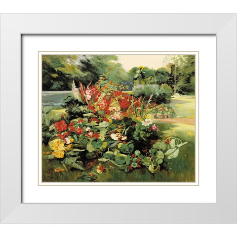 Vue du jardin White Modern Wood Framed Art Print with Double Matting by Anonymous