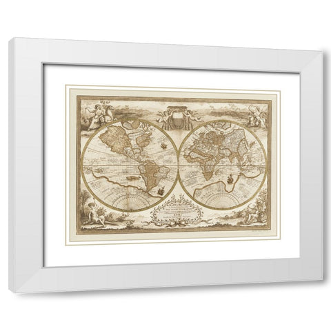 Mappa del Globo Terraqueo White Modern Wood Framed Art Print with Double Matting by Anonymous