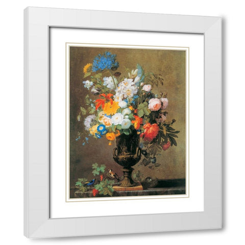Vase de fleurs White Modern Wood Framed Art Print with Double Matting by Bony, Jean Francois