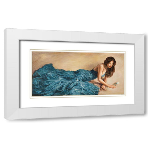 Donna in blu White Modern Wood Framed Art Print with Double Matting by Bassetti, Andrea