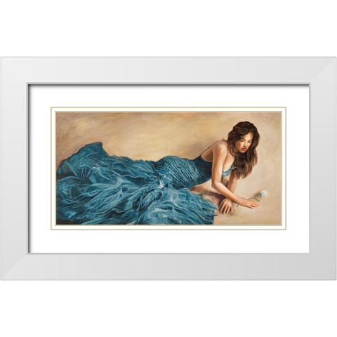 Donna in blu White Modern Wood Framed Art Print with Double Matting by Bassetti, Andrea
