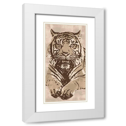 Tiger White Modern Wood Framed Art Print with Double Matting by Cooper, Andrew