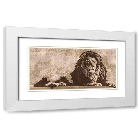 Lion White Modern Wood Framed Art Print with Double Matting by Cooper, Andrew