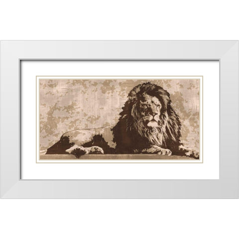 Lion White Modern Wood Framed Art Print with Double Matting by Cooper, Andrew