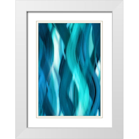 Aqua Flow White Modern Wood Framed Art Print with Double Matting by Campbell, Annie