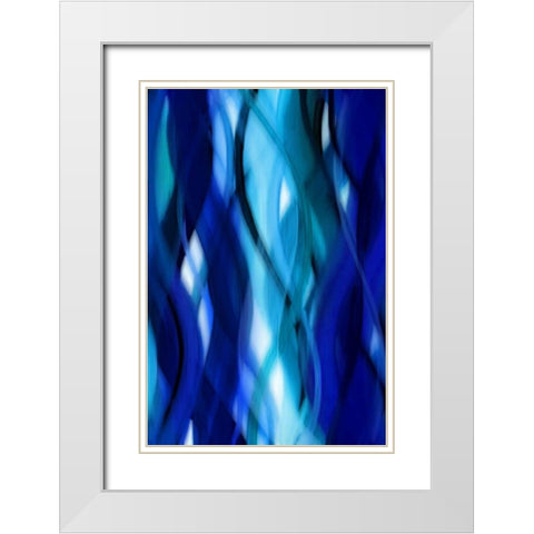 Indigo Flow II White Modern Wood Framed Art Print with Double Matting by Campbell, Annie