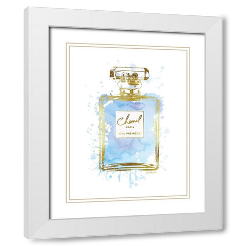Perfume Bottle Blue White Modern Wood Framed Art Print with Double Matting by Greenwood, Amanda