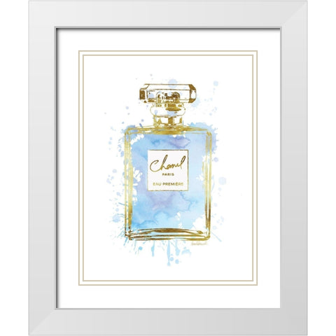 Perfume Bottle Blue White Modern Wood Framed Art Print with Double Matting by Greenwood, Amanda