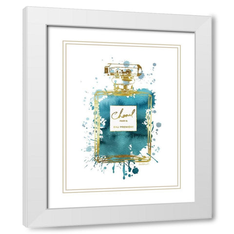 Perfume Bottle Deep Teal White Modern Wood Framed Art Print with Double Matting by Greenwood, Amanda