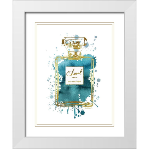 Perfume Bottle Deep Teal White Modern Wood Framed Art Print with Double Matting by Greenwood, Amanda