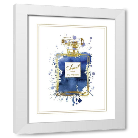 Perfume Bottle Navy White Modern Wood Framed Art Print with Double Matting by Greenwood, Amanda