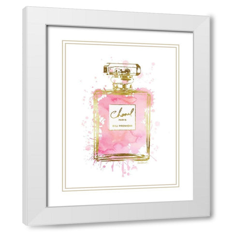 Perfume Bottle Pink White Modern Wood Framed Art Print with Double Matting by Greenwood, Amanda