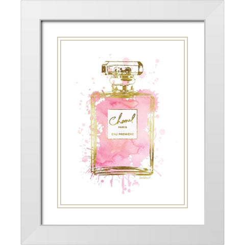 Perfume Bottle Pink White Modern Wood Framed Art Print with Double Matting by Greenwood, Amanda