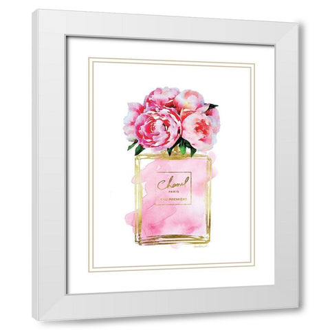 Perfume Bottle Bouquet V White Modern Wood Framed Art Print with Double Matting by Greenwood, Amanda